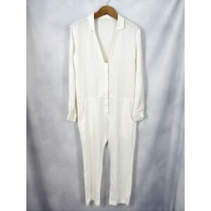 Matin 100% Linen Long‎ Sleeve Solid White Jumpsuit Women's AU Size 12 US 8